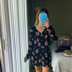 Floral Black Romper